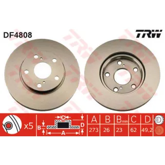 Jeu de 2 disques de frein avant TRW DF4808