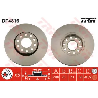 Jeu de 2 disques de frein avant TRW OEM 4B0615301B