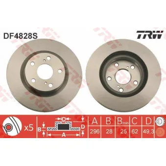 Jeu de 2 disques de frein avant TRW DF4828S