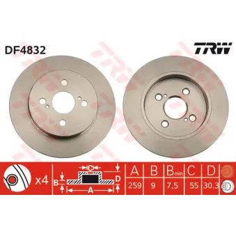 TRW DF4832 - Jeu de 2 disques de frein arrière