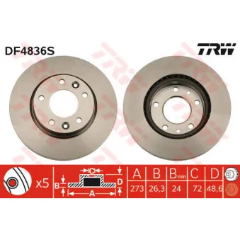 Jeu de 2 disques de frein avant TRW DF4836S
