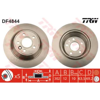 TRW DF4844 - Jeu de 2 disques de frein arrière