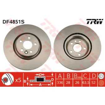 TRW DF4851S - Jeu de 2 disques de frein avant