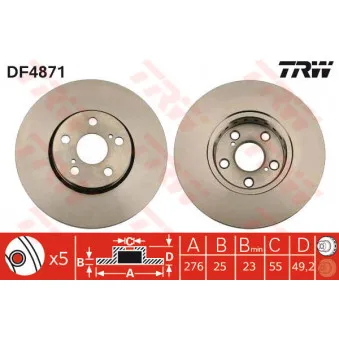 TRW DF4871 - Jeu de 2 disques de frein avant