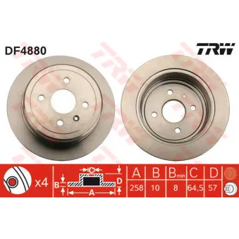 TRW DF4880 - Jeu de 2 disques de frein arrière
