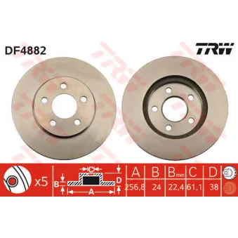 Jeu de 2 disques de frein avant TRW DF4882