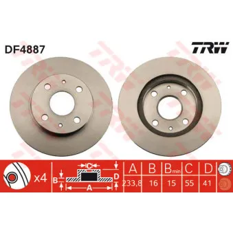 TRW DF4887 - Jeu de 2 disques de frein avant