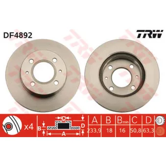 TRW DF4892 - Jeu de 2 disques de frein avant