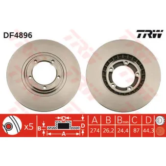 TRW DF4896 - Jeu de 2 disques de frein avant