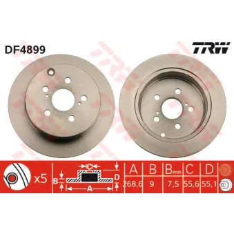 Jeu de 2 disques de frein arrière TRW OEM DDF1485