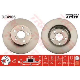 TRW DF4906 - Jeu de 2 disques de frein avant