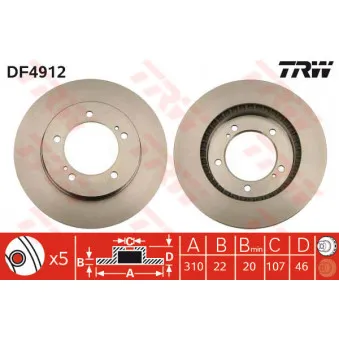TRW DF4912 - Jeu de 2 disques de frein avant