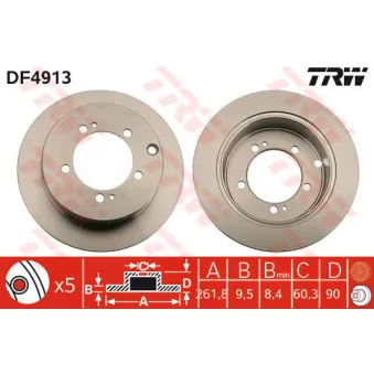TRW DF4913 - Jeu de 2 disques de frein arrière