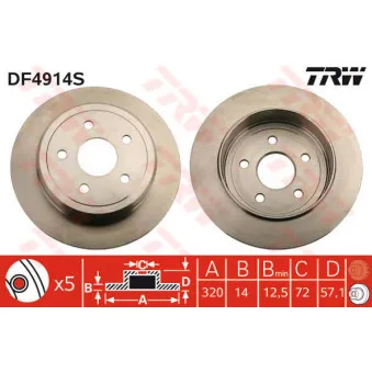 TRW DF4914S - Jeu de 2 disques de frein arrière