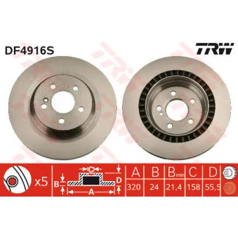 Jeu de 2 disques de frein arrière TRW DF4916S