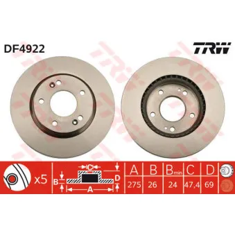 Jeu de 2 disques de frein avant TRW OEM BSG 40-210-062