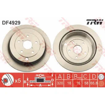TRW DF4929 - Jeu de 2 disques de frein arrière
