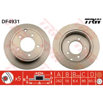 TRW DF4931 - Jeu de 2 disques de frein arrière