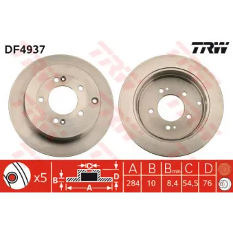 TRW DF4937 - Jeu de 2 disques de frein arrière