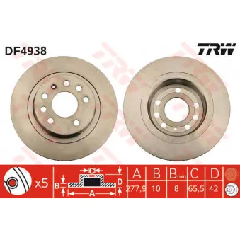 TRW DF4938 - Jeu de 2 disques de frein arrière