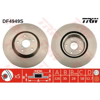 Jeu de 2 disques de frein avant TRW DF4949S