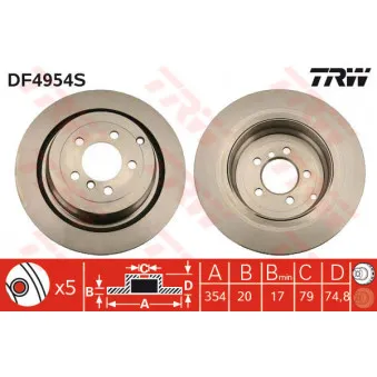 TRW DF4954S - Jeu de 2 disques de frein arrière
