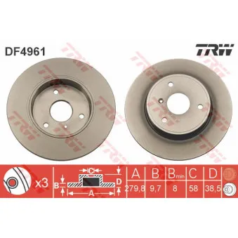 Jeu de 2 disques de frein avant TRW DF4961