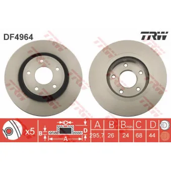 TRW DF4964 - Jeu de 2 disques de frein avant