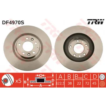 TRW DF4970S - Jeu de 2 disques de frein avant