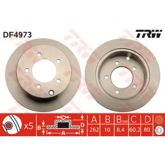 TRW DF4973 - Jeu de 2 disques de frein arrière