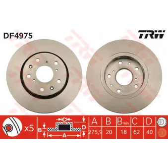 Jeu de 2 disques de frein avant TRW OEM 5531157K01