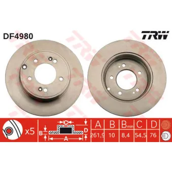 TRW DF4980 - Jeu de 2 disques de frein arrière