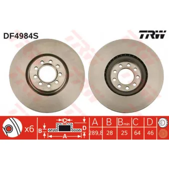 TRW DF4984S - Jeu de 2 disques de frein avant