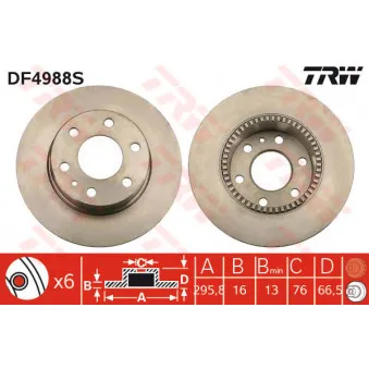 TRW DF4988S - Jeu de 2 disques de frein arrière