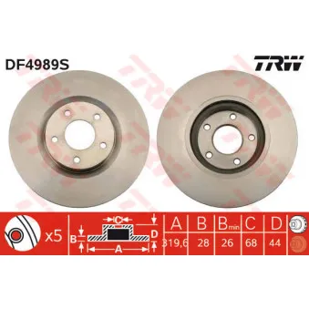 Jeu de 2 disques de frein avant TRW DF4989S