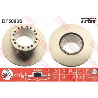 TRW DF5083S - Jeu de 2 disques de frein avant