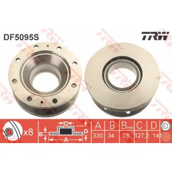 TRW DF5095S - Jeu de 2 disques de frein avant