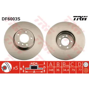 TRW DF6003S - Jeu de 2 disques de frein avant