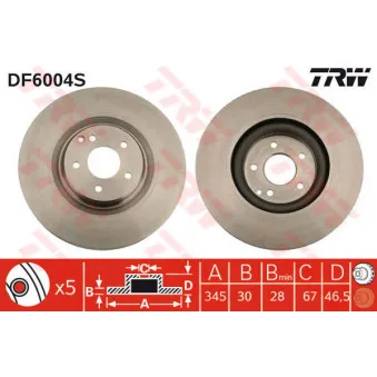 Jeu de 2 disques de frein avant TRW OEM 60-00-0514C