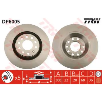 TRW DF6005 - Jeu de 2 disques de frein arrière