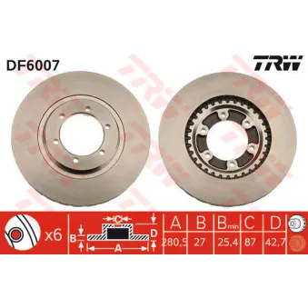 Jeu de 2 disques de frein avant TRW DF6007