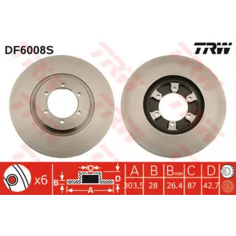 TRW DF6008S - Jeu de 2 disques de frein avant