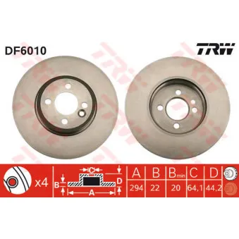 TRW DF6010 - Jeu de 2 disques de frein avant