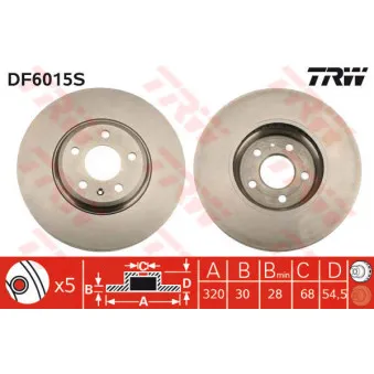TRW DF6015S - Jeu de 2 disques de frein avant