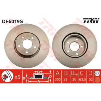 TRW DF6019S - Jeu de 2 disques de frein avant