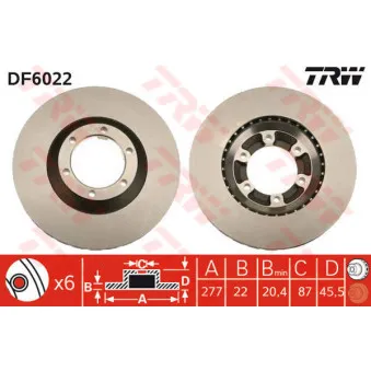 TRW DF6022 - Jeu de 2 disques de frein avant