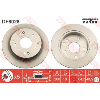 TRW DF6026 - Jeu de 2 disques de frein arrière