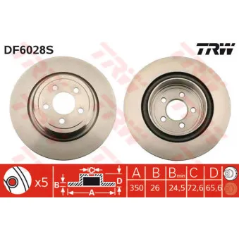 TRW DF6028S - Jeu de 2 disques de frein arrière