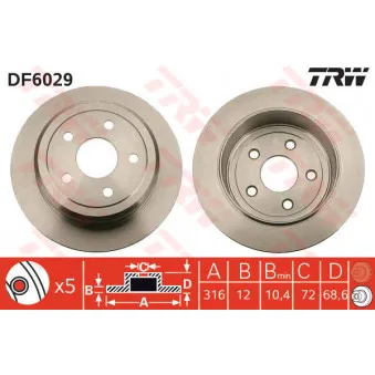 TRW DF6029 - Jeu de 2 disques de frein arrière
