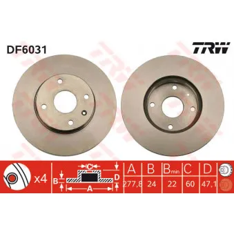 TRW DF6031 - Jeu de 2 disques de frein avant